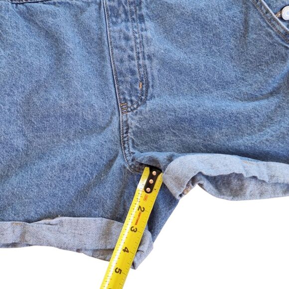 Old Navy Shortalls Blue Denim Y2k Jean L Bibs Overalls Shorts Barn Farmer Large - Picture 9 of 11